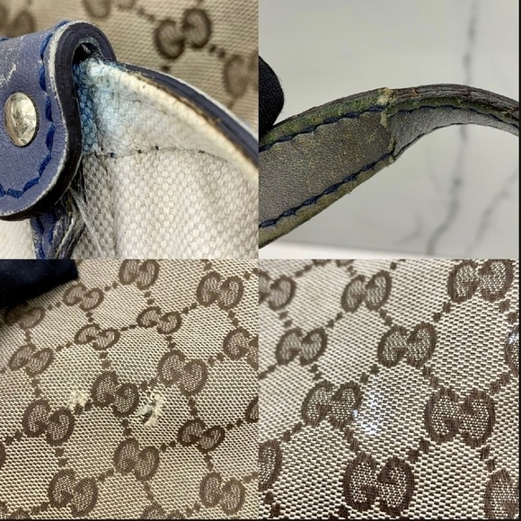 GUCCI beige blue canvas Tote Bag - Picture 8 of 14